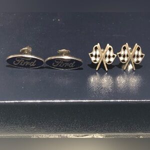 Ford Logo and Checkered Flag earrings
